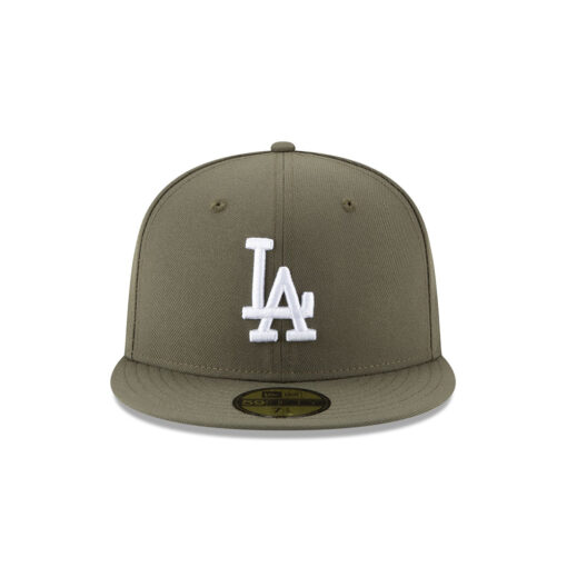 Los Angeles Dodgers Back-to-Back Champions Circle Fitted Cap in Olive