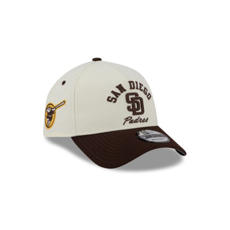 San Diego Padres Curved Team Script A-Frame Snapback in Chrome White