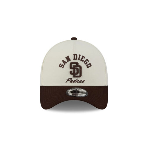 San Diego Padres Curved Team Script A-Frame Snapback in Chrome White