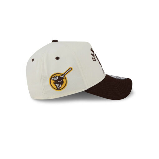San Diego Padres Curved Team Script A-Frame Snapback in Chrome White
