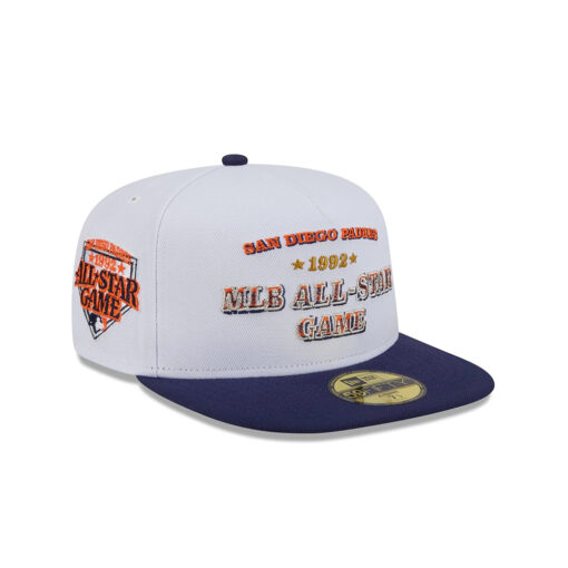 San Diego Padres Derby Script A-Frame Fitted Cap in White