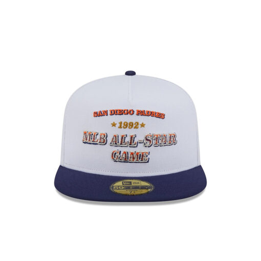 San Diego Padres Derby Script A-Frame Fitted Cap in White