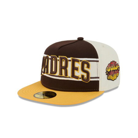 San Diego Padres Derby Stripe A-Frame Fitted Cap in White