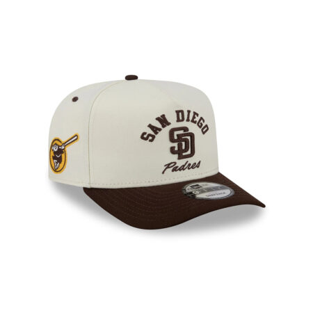 San Diego Padres Heritage Script A-Frame Snapback in Chrome White