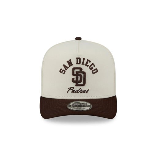 San Diego Padres Heritage Script A-Frame Snapback in Chrome White