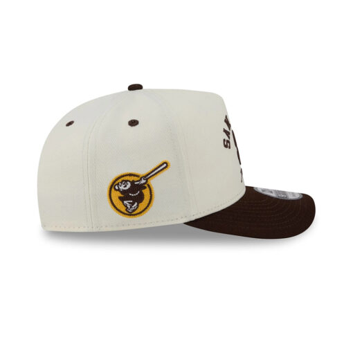 San Diego Padres Heritage Script A-Frame Snapback in Chrome White