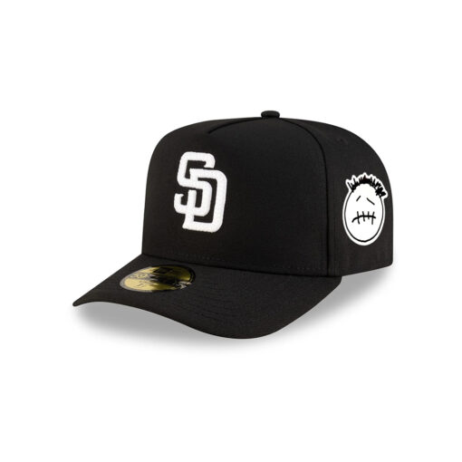 San Diego Padres Script Pin A-Frame Fitted Cap in Black