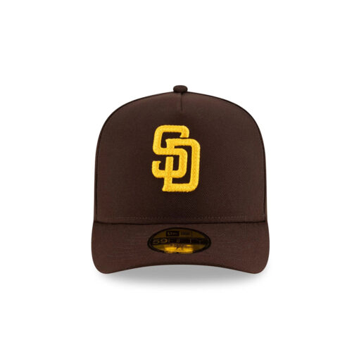 San Diego Padres Script Pin A-Frame Fitted Cap in Brown