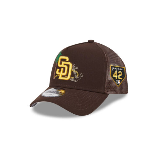 San Diego Padres State Outline A-Frame Trucker Cap in Brown