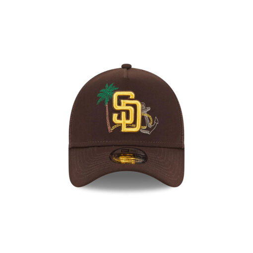 San Diego Padres State Outline A-Frame Trucker Cap in Brown