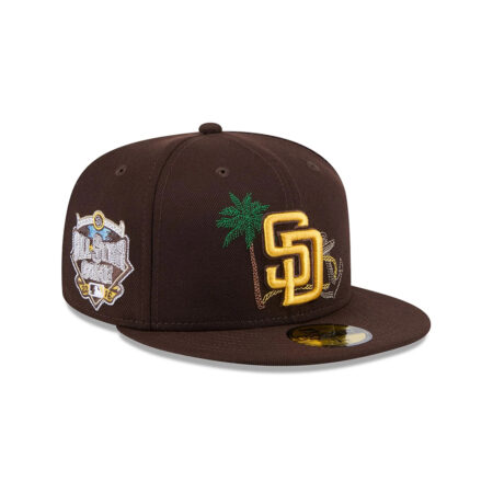 San Diego Padres State Outline Fitted Cap in Brown