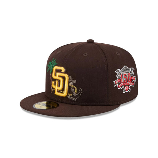 San Diego Padres State Outline Fitted Cap in Brown