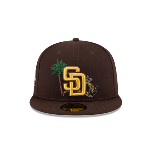 San Diego Padres State Outline Fitted Cap in Brown