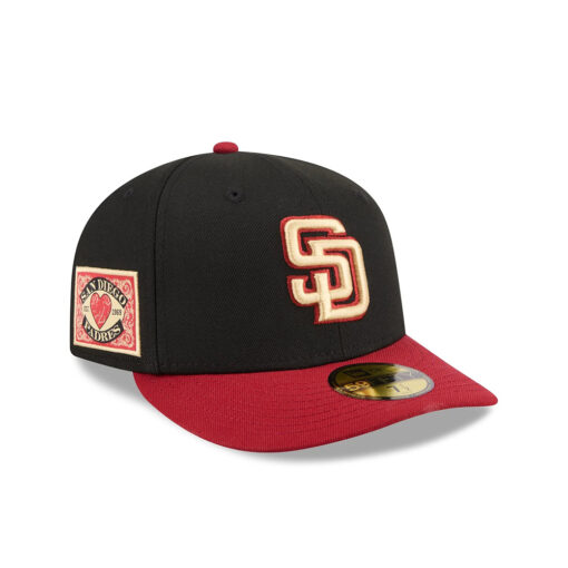 San Diego Padres Team Card Graphic Fitted Cap in Black Red