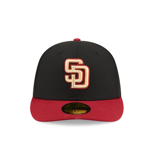 San Diego Padres Team Card Graphic Fitted Cap in Black Red
