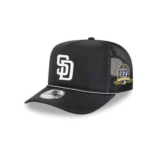 San Diego Padres Washed Fabric A-Frame Trucker Cap in Black
