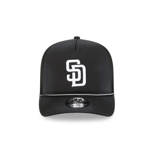 San Diego Padres Washed Fabric A-Frame Trucker Cap in Black