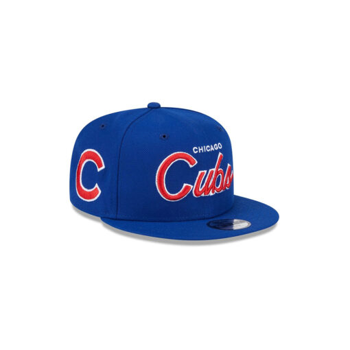 Chicago Cubs Script Fan Snapback Cap in Blue