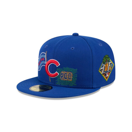Chicago Cubs State Outline Fitted Cap in Blue
