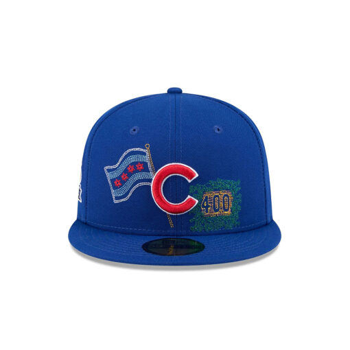 Chicago Cubs State Outline Fitted Cap in Blue