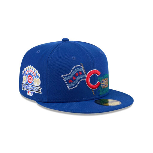 Chicago Cubs State Outline Fitted Cap in Blue