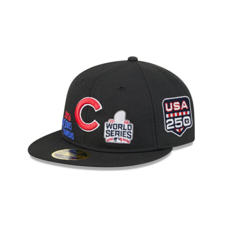 Chicago Cubs Trophy Wordmark Fitted Cap in Black