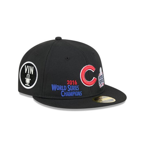 Chicago Cubs Trophy Wordmark Fitted Cap in Black Chicago Cubs Trophy Wordmark Fitted Cap in Black