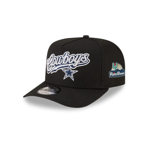 Dallas Cowboys Script Logo Snapback Cap in Black Dallas Cowboys Script Logo Snapback Cap in Black