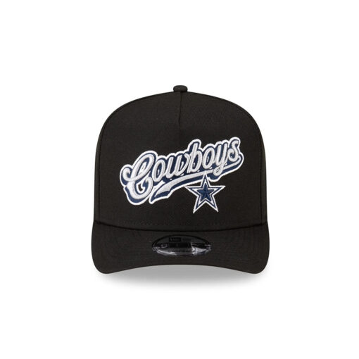 Dallas Cowboys Script Logo Snapback Cap in Black Dallas Cowboys Script Logo Snapback Cap in Black