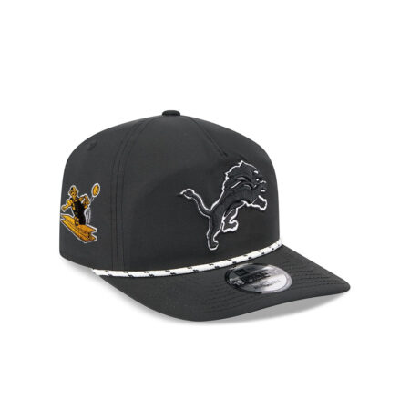 Detroit Lions Rope Snapback Cap in Black and White