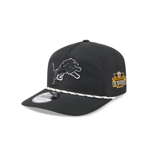 Detroit Lions Rope Snapback Cap in Black and White