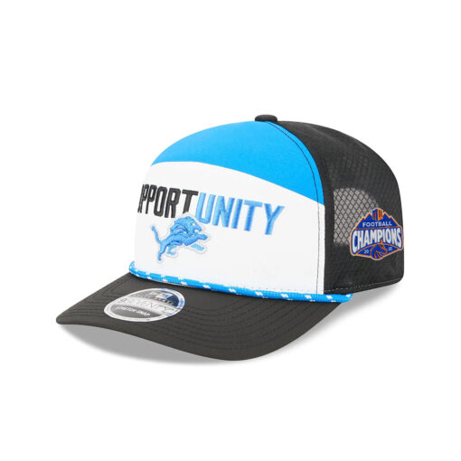 Detroit Lions Support Unity Rope Mesh Stretch Fit Cap in Black, White and Blue