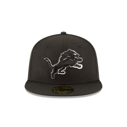 Detroit Lions Tonal Lion Anchor Side Patch Snapback Cap in Black