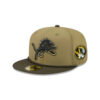 Detroit Lions Tonal Lion Oval Side Patch Trucker Cap in Olive