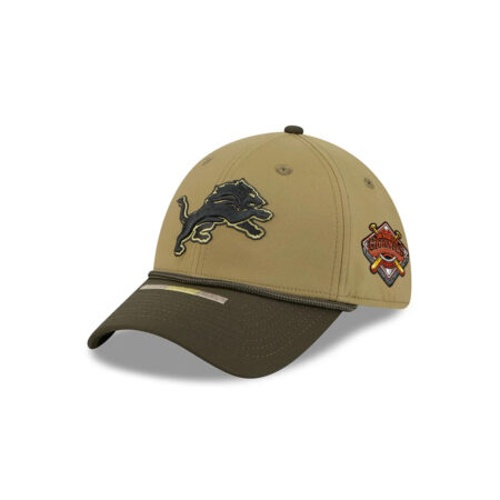 Detroit Lions Tonal Lion Rope Fitted Cap in Khaki and Olive