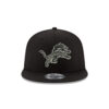 Detroit Lions Tonal Logo Rope Side Patch Snapback Cap in Black