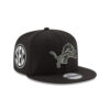 Detroit Lions Tonal Logo Rope Side Patch Snapback Cap in Black
