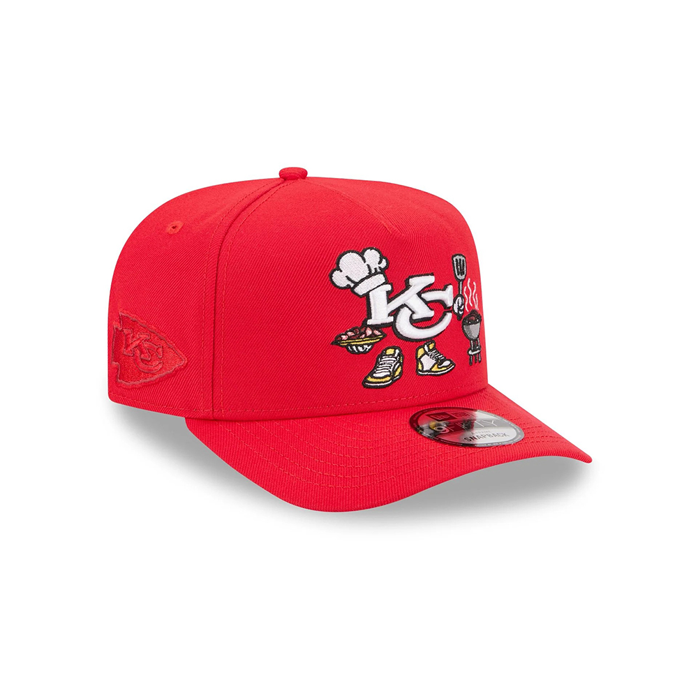 Kansas City Chiefs Cartoon Grill Side Patch Fitted Cap in Red Kansas City Chiefs Cartoon Grill Side Patch Fitted Cap in Red