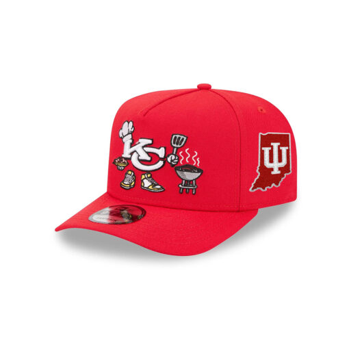Kansas City Chiefs Cartoon Grill Side Patch Fitted Cap in Red Kansas City Chiefs Cartoon Grill Side Patch Fitted Cap in Red
