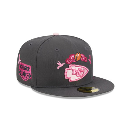 Kansas City Chiefs Day of the Dead Fitted Cap in Graphite