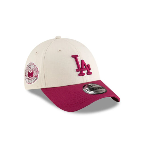 Los Angeles Dodgers Beet Script Snapback Cap in Cream