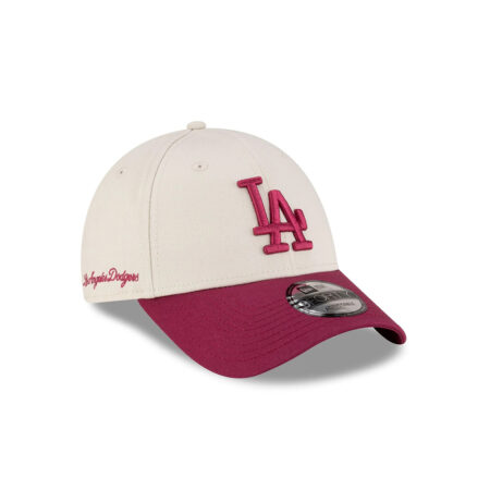 Los Angeles Dodgers Side Script Adjustable Cap in Cream