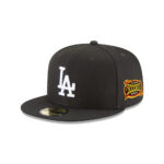 Los Angeles Dodgers Triple Player Side Patch Fitted Cap in Black