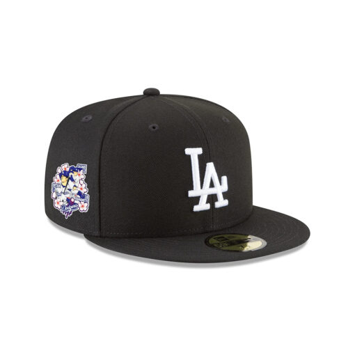 Los Angeles Dodgers Triple Player Side Patch Fitted Cap in Black