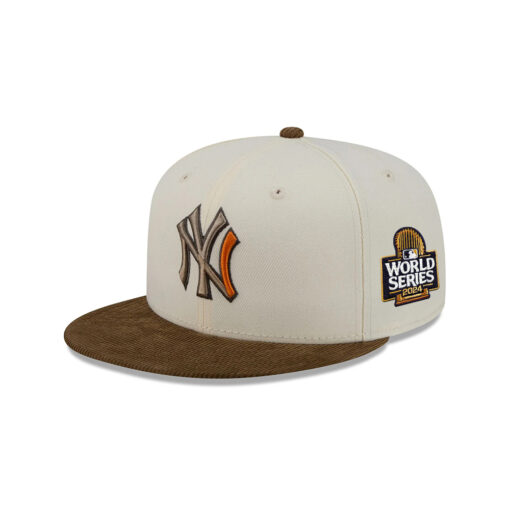 New York Yankees Corduroy Chrome Fitted Cap in Cream