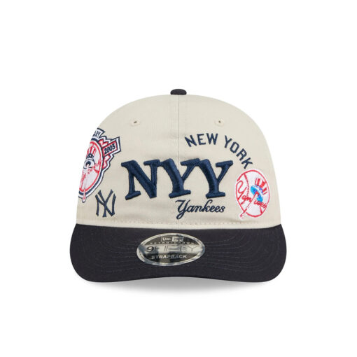 New York Yankees Multi-Patch Retro Crown Snapback in Cream