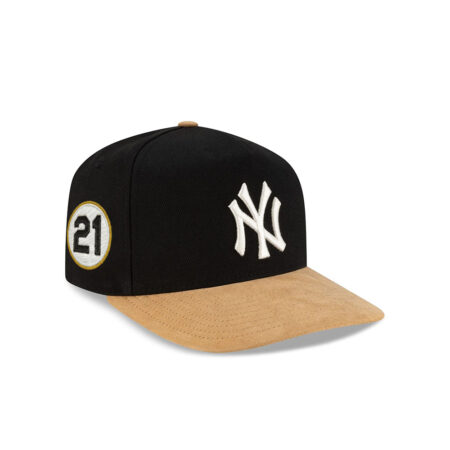 New York Yankees Suede Visor Snapback in Black Camel