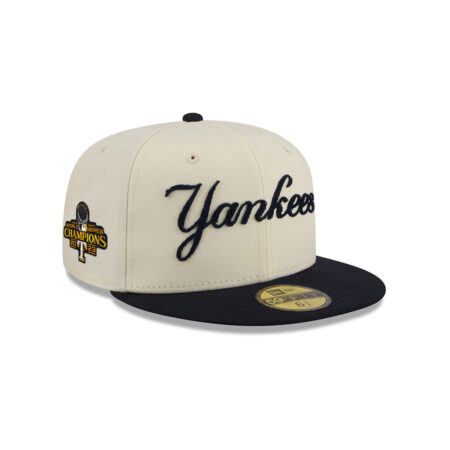 New York Yankees Two-Tone Stitch Fitted Cap in Cream