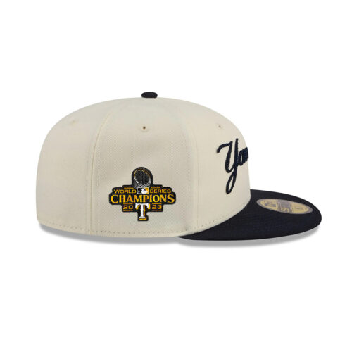 New York Yankees Two-Tone Stitch Fitted Cap in Cream