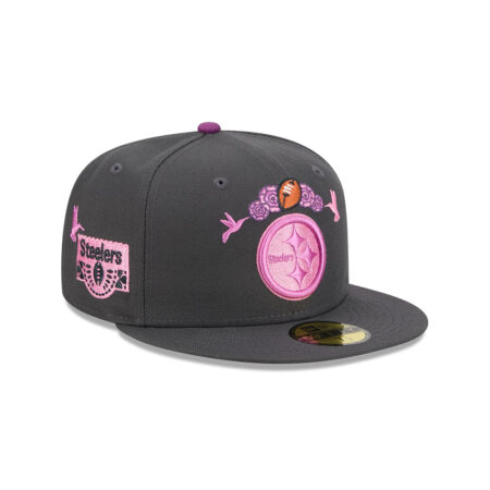 Pittsburgh Steelers Day of the Dead Fitted Cap in Graphite
